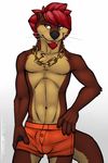  2017 5_fingers anthro athletic beard biped black_claws black_nose boxer_briefs brown_fur brown_tail bulge chest_tuft claws clothed clothing countershade_tail countershade_torso countershading digital_media_(artwork) facial_hair fory front_view fur goatee gold_(metal) gold_chain gradient_background hair hand_on_hip hi_res jewelry male mammal multicolored_fur multicolored_tail mustelid navel necklace orange_bottomwear orange_clothing orange_underwear otter portrait red_eyes red_hair short_hair signature simple_background smile solo standing tan_countershading tan_fur tan_tail thick_tail three-quarter_portrait topless tsaiwolf tuft two_tone_fur two_tone_tail underwear webbed_hands whiskers 