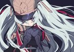  altair_(re:creators) commentary_request copyright_name gloves hat highres long_hair looking_at_viewer military military_uniform mochizuki_kei re:creators red_eyes shako_cap smile solo uniform very_long_hair white_hair 