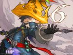  black_mage final_fantasy final_fantasy_xiv gloves grey_eyes hat lalafell nagamine_hiroyuki official_art robe staff white_hair 