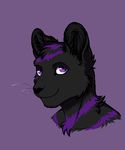  black_nose conduit_(character) feline fur grey_fur male mammal purple_eyes purple_fur purple_stripes ratte simple_background smile stripes whiskers 