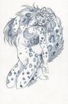  2017 anthro breasts feline female hair heather_bruton leopard mammal nude simple_background snow_leopard solo white_background white_hair 