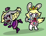  ambiguous_gender annoyed blonde_hair buckteeth clothing crossover crown dress duo female footwear fur grey_fur hair harriet_(mario) hat humor lagomorph mammal mario_bros mario_x_rabbids nintendo nuclearmime rabbid rabbit shoes super_mario_odyssey teeth tongue tongue_out ubisoft video_games white_fur 