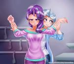  2017 animated annoyed anthro clothed clothing duo equine female friendship_is_magic hair horn inside mammal multicolored_hair my_little_pony racoon-kun smile starlight_glimmer_(mlp) szafir87 trixie_(mlp) two_tone_hair unicorn 
