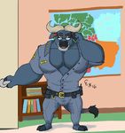  bovine buffalo bulge chief_bogo clothing cronoliganthah disney eyewear glasses mammal muscular pecs zootopia 