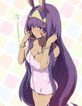  animal_ears bracelet breasts cleavage commentary_request dark_skin earrings facial_mark fate/grand_order fate_(series) hairband higata_akatsuki hoop_earrings jackal_ears jewelry long_hair medium_breasts medjed naked_towel nitocris_(fate/grand_order) print_towel purple_eyes purple_hair purple_towel solo towel very_long_hair 