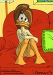  absurd_res anthro avian beak bed bird breasts duck female hair hi_res looney_tunes non-mammal_breasts nude pillow pussy simple_background smile solo tina_russo tooners warner_brothers white_background 