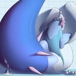  after_sex against_wall anojaa anus avoid_posting blush cum cum_in_pussy cum_inside female feral nintendo pok&eacute;mon presenting primarina pussy raised_tail solo video_games 