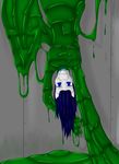  anthro dr.chips dripping female goo hair hanging_(disambiguation) sapphire_(dr.chips) scalie simple_background solo sticky stuck upside_down 