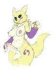  2017 areola big_breasts breasts canine cum dickgirl digimon digital_media_(artwork) drugs erection fondling fox gender_transformation humanoid_penis implied_transformation intersex jroy101 mammal nipples nude penis renamon simple_background smile solo thick_thighs transformation 