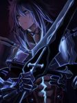  absurdres armor blue_eyes dark_skin dark_skinned_male fate/apocrypha fate_(series) green_eyes highres long_hair male_focus mukade_(siieregannsu) siegfried_(fate) simple_background solo white_hair 