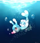  blue_body brionne bubble cute eyelashes happy looking_at_viewer mammal marine nintendo pinniped pok&eacute;mon ropang sea seal smile solo swimming underwater video_games water 
