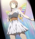  1girl blush breasts brown_hair butterfly_wings cleavage hagino_chiaki hinako_note large_breasts purple_eyes short_hair solo wings 