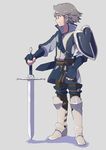  armor azur_(fire_emblem) fingerless_gloves fire_emblem fire_emblem:_kakusei fire_emblem_if gloves greaves highres holding holding_sword holding_weapon meijitsu_minori shoulder_armor simple_background smile sword weapon 