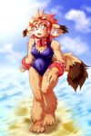  artist_request brown_hair class_of_heroes dog furry school_swimsuit short_hair yelolow_eyes 
