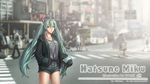  artist_name bad_id bad_pixiv_id blurry blurry_background casual cellphone character_name city cowboy_shot denim denim_shorts depth_of_field earphones green_eyes green_hair hand_in_pocket hatsune_miku highres holding holding_phone htank jacket long_hair looking_at_viewer parted_lips phone road shorts sleeves_past_wrists smartphone solo_focus street twintails vocaloid watermark 