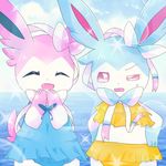  artist_request furry open_mouth pokemon red_eyes shiny_sylveon sylveon 