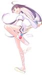  1girl black_hair bodysuit breasts frills kohak_hearts long_hair open_mouth purple_eyes shoes tales_of_(series) tales_of_hearts weapon wide_sleeves 