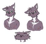  2017 anthro blush cat digital_media_(artwork) feline fur hair hi_res looking_at_viewer male mammal nude shirokoi simple_background sketch smile solo 