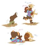  child duo falling_over human lizard mammal monster_kid protagonist_(undertale) reptile scalie stripes undertale video_games yamsgarden young 
