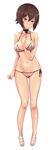  absurdres arm_at_side bangs bare_arms bare_legs bare_shoulders between_breasts bikini black_choker blush breasts brown_eyes brown_hair choker closed_mouth collarbone crotch_cutout emblem expressionless eyebrows_visible_through_hair floral_print full_body girls_und_panzer hand_between_breasts hand_on_own_chest highres kuromorimine_(emblem) looking_at_viewer medium_breasts navel nipples nishizumi_maho no_legwear open_toe_shoes pubic_hair red_ribbon ribbon see-through shoes short_hair side-tie_bikini simple_background solo standing stomach swimsuit tsurime wa_(genryusui) white_background white_footwear 