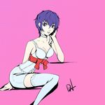  1girl blue_hair breasts catherine_(cosplay) catherine_(game) choker cleavage dh_(brink_of_memories) persona persona_4 shirogane_naoto short_hair thighhighs 