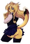  5_fingers anthro blonde_hair blue_eyes bottomless braided_hair butt clothed clothing feline female hair lion mammal ozyosa robyn_paperdoll solo 