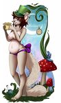  anthro barefoot breasts brown_hair clothed clothing digitigrade eyelashes female grass hair mammal nipples pink_nose pregnant robyn_paperdoll solo standing topless wide_hips 
