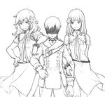  2girls devola greyscale height_difference monochrome multiple_girls nage nier_(series) nier_automata popola siblings sisters sketch smile twins yorha_no._9_type_s 