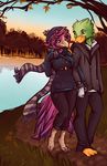  anthro avian bird breasts day duo female grass male outside robyn_paperdoll sky water 