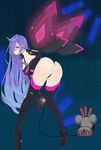  1boy 1girl ass iris_heart looking_at_viewer neptune_(series) purple_hair pururut red_eyes smile warechu 