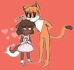  age_difference anthro bittersweet_candy_bowl blush brown_fur brown_hair cat child clothing dress feline fur green_eyes hair kissing mammal molly_(bcb) paulo_(bcb) simple_background young 
