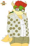  bowser clothing cute dragon eyewear glasses horn mario_bros nintendo reptile salamikii scalie shell shorts spike_(disambiguation) suit teeth turtle video_games 