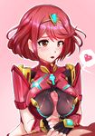  1boy 1girl armor artist_request breasts homura_(xenoblade_2) nintendo nipples red_eyes red_hair xenoblade xenoblade_2 