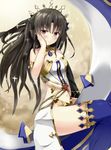  archer_(ishtar) bikini black_hair blush fate/grand_order headdress long_hair red_eyes smile tohsaka_rin 