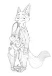  anthro canine casual_clothing clothed clothing disney female formal_clothing fox hi_res i_ship_it_real_hard judy_hopps lagomorph mammal nick_wilde pencil_(disambiguation) rabbit simple_background sketch smile standing zootopia 