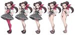  blush brown_hair navel official_art photoshop pokemon pokemon_(game) red_eyes sandals sling_bikini smile swimsuit tsutsuji_(pokemon) twintails wide_hips 