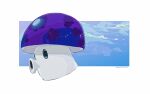  artist_name black_eyes blue_sky border chinese_commentary cloud commentary_request film_grain from_side full_body hightguy looking_ahead mushroom no_humans outdoors outside_border plants_vs._zombies puff-shroom_(plants_vs._zombies) sky solid_oval_eyes solo sparkle white_border 