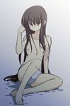  barefoot brown_eyes brown_hair flat_chest genderswap genderswap_(mtf) kyonko long_hair nipples panties shun_(rokudena-shi) solo suzumiya_haruhi_no_yuuutsu topless underwear underwear_only white_panties 