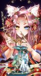  3girls absurdres animal animal_ear_fluff animal_ears autumn_leaves black_background black_bow black_hair black_skirt blue_boots blue_eyes blue_umbrella boots bow bowtie calligraphy_brush cat cat_ears chinese_clothes chinese_commentary chinese_hairpin choker cloak closed_mouth clothed_animal commentary_request danqing_craft_(infinity_nikki) double_bun ear_covers eyeshadow fake_claws finger_to_mouth flower forehead forever_bond_(infinity_nikki) gao_baohe_du_zhanshi_nana giant giantess gold_choker green_shirt green_tabard hair_bun hair_flower hair_ornament hairpin hanfu happy heterochromia highres holding holding_calligraphy_brush holding_paintbrush holding_umbrella hood hood_up hooded_cloak infinity_nikki jewelry leaf lipstick long_hair long_sleeves looking_at_another lotus makeup medium_skirt miss_bai_(infinity_nikki) momo_(nikki) multiple_girls multiple_hairpins multiple_rings nikki_(nikki) nikki_(series) oil-paper_umbrella paintbrush pink_hair pink_lips pointy_nose red_bow red_bowtie red_eyeshadow red_flower red_hanfu ring shared_umbrella shirt short_hair_with_long_locks single_hair_bun size_difference skirt slit_pupils smile smoke tabard traditional_bowtie umbrella updo very_long_hair walking white_cat white_hanfu wide_sleeves yellow_cloak yellow_eyes 