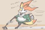 2018 3:2 3_fingers aliasing ambiguous_anthro ambiguous_gender anthro asian_clothing big_tail binary_drawing biped black_body bow_ribbon braixen bucket canid cheek_tuft cleaning cleaning_tool clothed clothed_ambiguous clothed_anthro clothing colored container dangerous digital_drawing_(artwork) digital_media_(artwork) digitigrade dipstick_tail east_asian_clothing eyelashes facial_tuft female_(lore) fingers flat_chested flat_colors full-length_portrait fully_clothed fully_clothed_ambiguous fully_clothed_anthro fur gd-058 generation_6_pokemon hip_tuft holding_object holding_stick inner_ear_fluff inside japanese_clothing japanese_description japanese_text kimono looking_down maid_headdress maid_uniform mammal markings mop motion_lines multicolored_body multicolored_fur musical_note musical_symbol nintendo orange_body orange_eyes orange_fur orange_inner_ear_fluff orange_nose orange_tail_tip pointy_ears pokemon pokemon_(species) portrait prick_ears running side_view simple_background solo source_request stick symbol tail tail_markings tapering_snout text translated translated_description tuft two_tone_tail unavailable_at_source uniform wet_floor white_body white_fur yellow_body yellow_fur yellow_tail