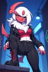  absol ai-generated alternate_color furry horns jacket leather leather_jacket non-web_source original punk shiny_pokemon 