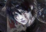  1girl absurdres black_hair blue_eyes closed_mouth hair_between_eyes highres jujutsu_kaisen kyezzzz looking_ahead making-of_available portrait scar scar_on_face short_hair solo turtleneck zen'in_maki 