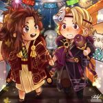 2boys aerial_fireworks festival fire_emblem fire_emblem_fates fire_emblem_heroes fireworks highres holding_hands japanese_clothes kimono looking_at_viewer male_focus multiple_boys official_alternate_costume ryoma_(dancing_samurai)_(fire_emblem) ryoma_(fire_emblem) xander_(dancing_knight)_(fire_emblem) xander_(fire_emblem) xianha yukata 