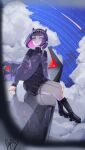  1girl absurdres airplane_wing blunt_bangs colored_inner_hair commentary daaku_(koizumi_arata) dress english_commentary heterochromia highres hololive hololive_english long_hair long_sleeves looking_at_viewer mole mole_under_eye multicolored_hair ninomae_ina'nis ninomae_ina'nis_(drawn_to_dawn) official_alternate_costume pink_eyes pointy_ears purple_eyes purple_hair short_hair smile solo tentacle_hair virtual_youtuber 
