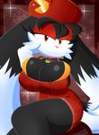  anthro big_breasts breasts cleavage clothed clothing crossgender female gloves huge_breasts klonoa klonoa_(series) looking_at_viewer seductive_look simple_background slickehedge smile solo video_games 