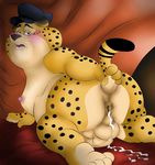  anthro anus balls benjamin_clawhauser blush butt cheetah cum cum_in_ass cum_inside disney feline mammal nipples obese overweight penis perineum shadowkan666 zootopia 