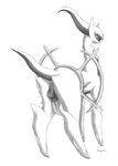 2016 animal_genitalia anus arceus backsack balls butt erection feral greyscale hi_res legendary_pok&eacute;mon looking_at_viewer looking_back male monochrome nintendo penis perineum pok&eacute;mon presenting presenting_hindquarters quadruped raised_tail rear_view sheath signature simple_background solo standing tapering_penis tinybeasts video_games white_background 