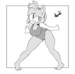  2017 amy_rose anthro argento barefoot big_butt border breasts butt cleavage clothed clothing english_text feet female fur hedgehog hi_res lips mammal monochrome open_mouth simple_background smile solo sonic_(series) standing swimsuit text thick_thighs wide_hips 