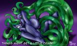  2014 anthro anus butt duo earth_pony english_text equine female friendship_is_magic green_hair grin hair horse long_hair looking_at_viewer mammal mane-iac_(mlp) multicolored_eyes my_little_pony pony power_ponies_(mlp) pussy smile square_crossover suirano text 