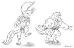  abdomen bulge clothing dildo dinosaur dragmon hair male muscular muscular_male sex_toy suit transformation 